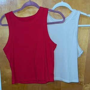 Old Navy Red and Cream Tank Tops